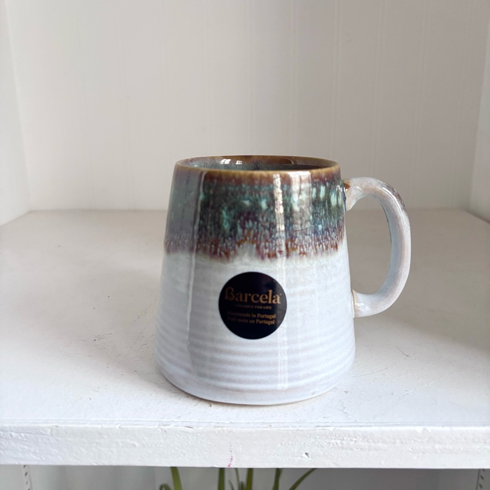 Barcela Ceramic Mug Drip glaze Pottery  Blue and Brown Gradient NEW